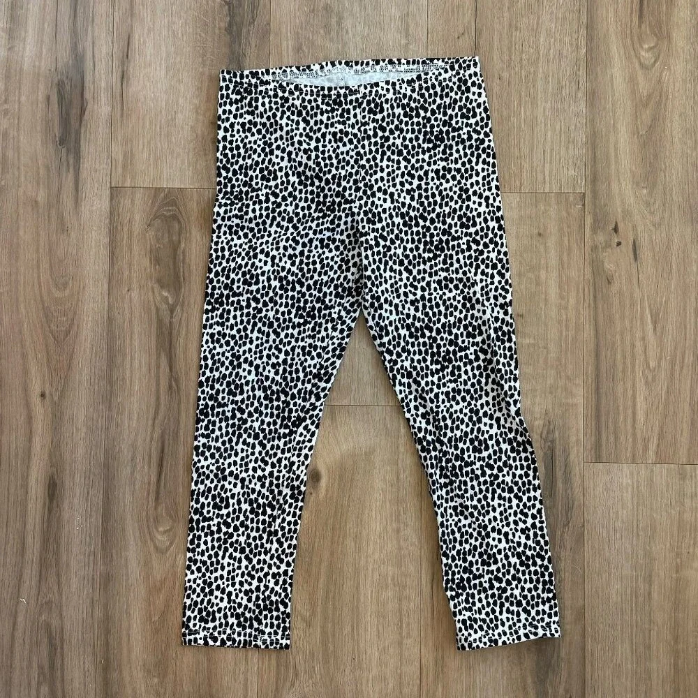 Old Navy Leggings Girls XL 14 White Black Spotted Animal Print Stretch Cotton